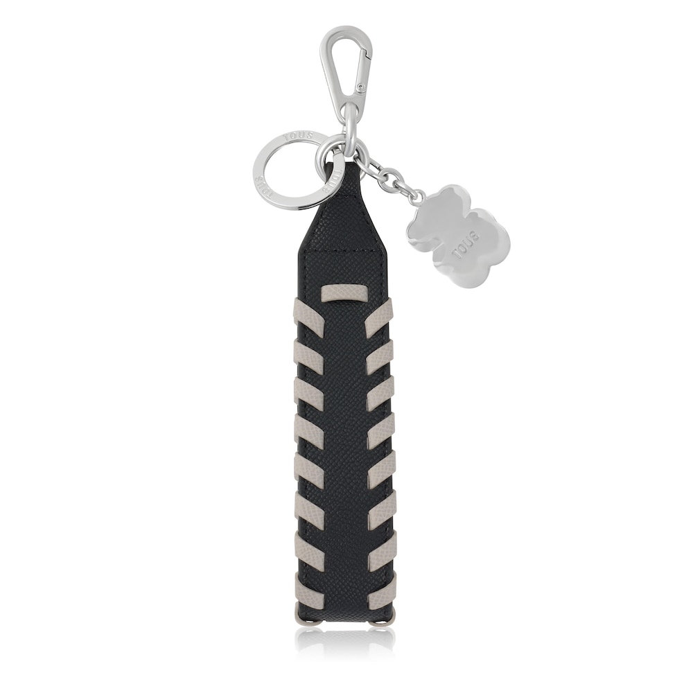 Porta-chaves preto e cinzento Ribbon Braid