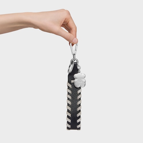 Llavero negro y gris Ribbon Braid