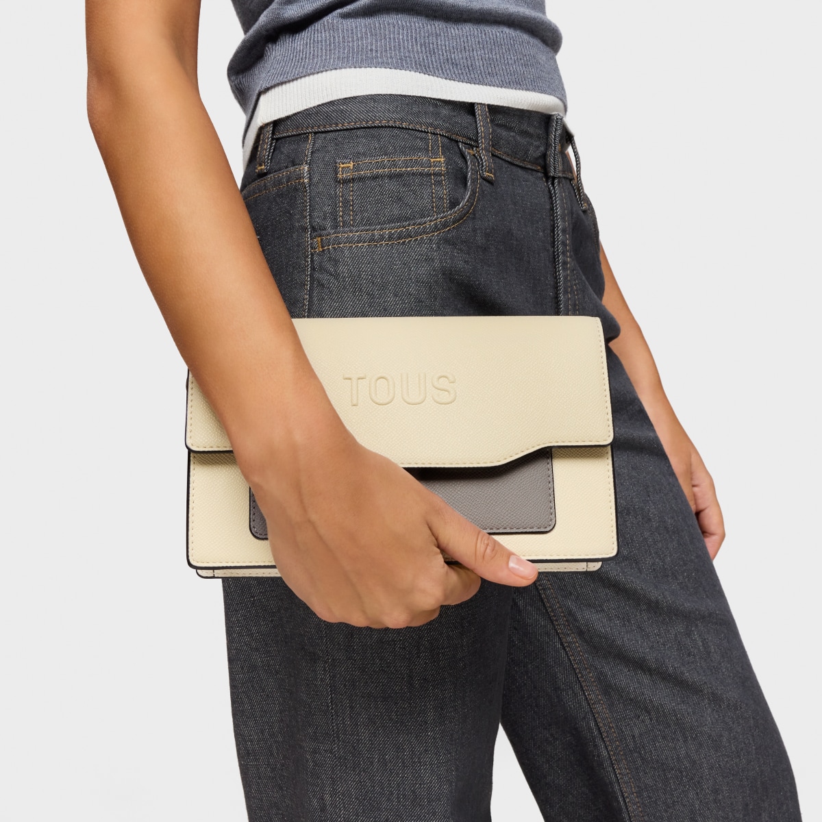 Tous - Clutch Beige Y Gris Audree Saffiano - Beige