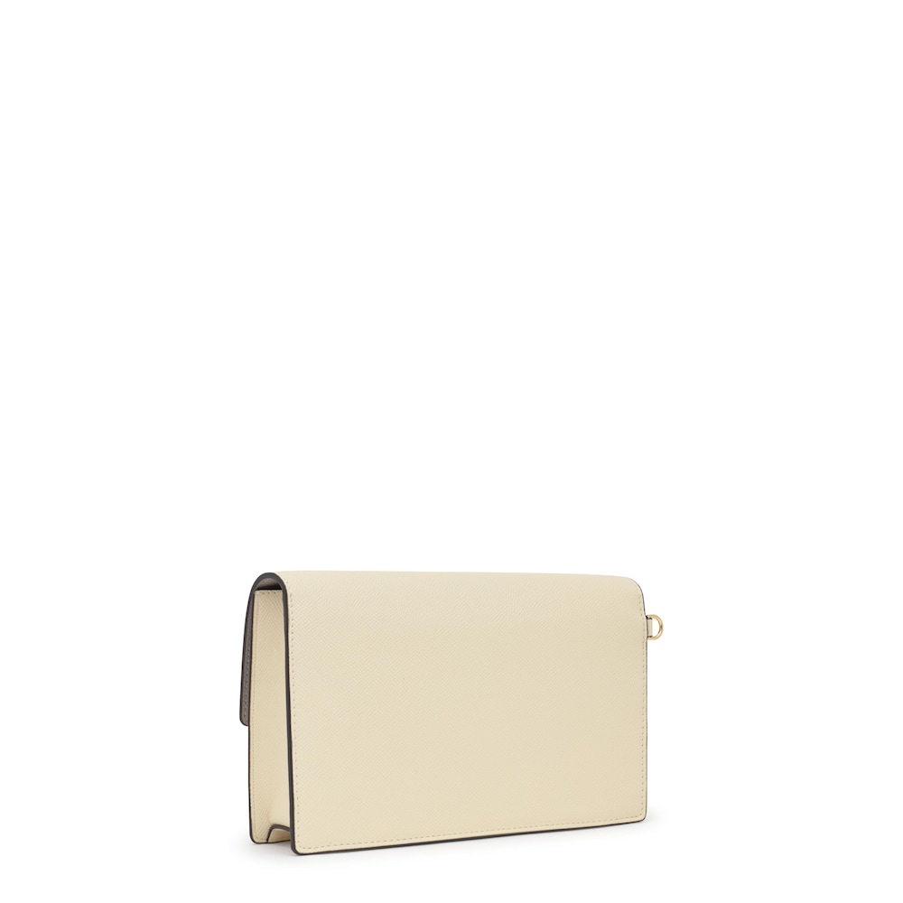 Clutch beige y gris Audree Saffiano