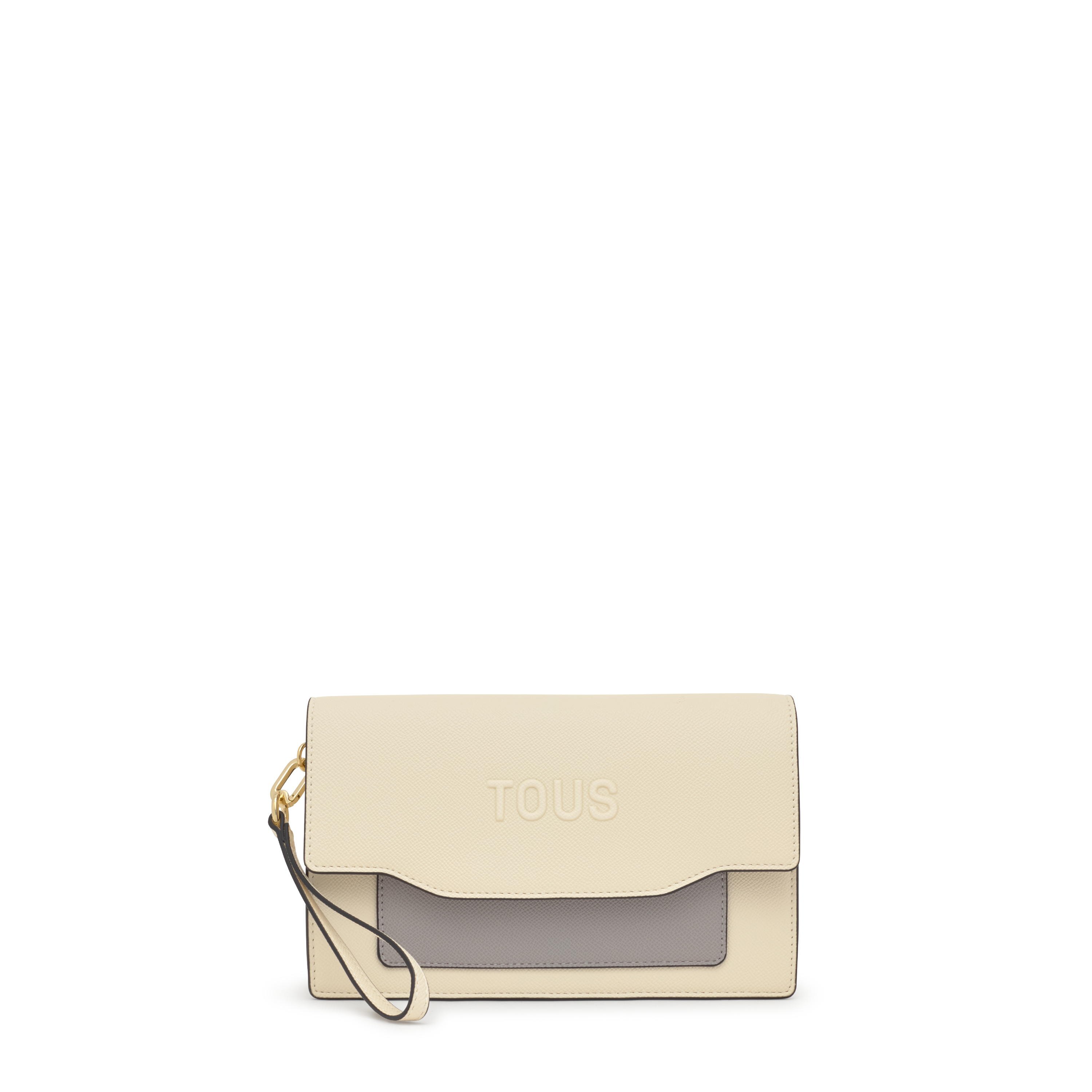 Beige and gray Audree Clutch bag Saffiano
