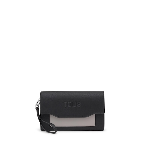 Clutch negro y gris Audree Saffiano