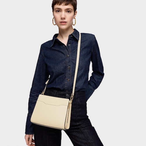 Shopper pequeño beige Audree Saffiano