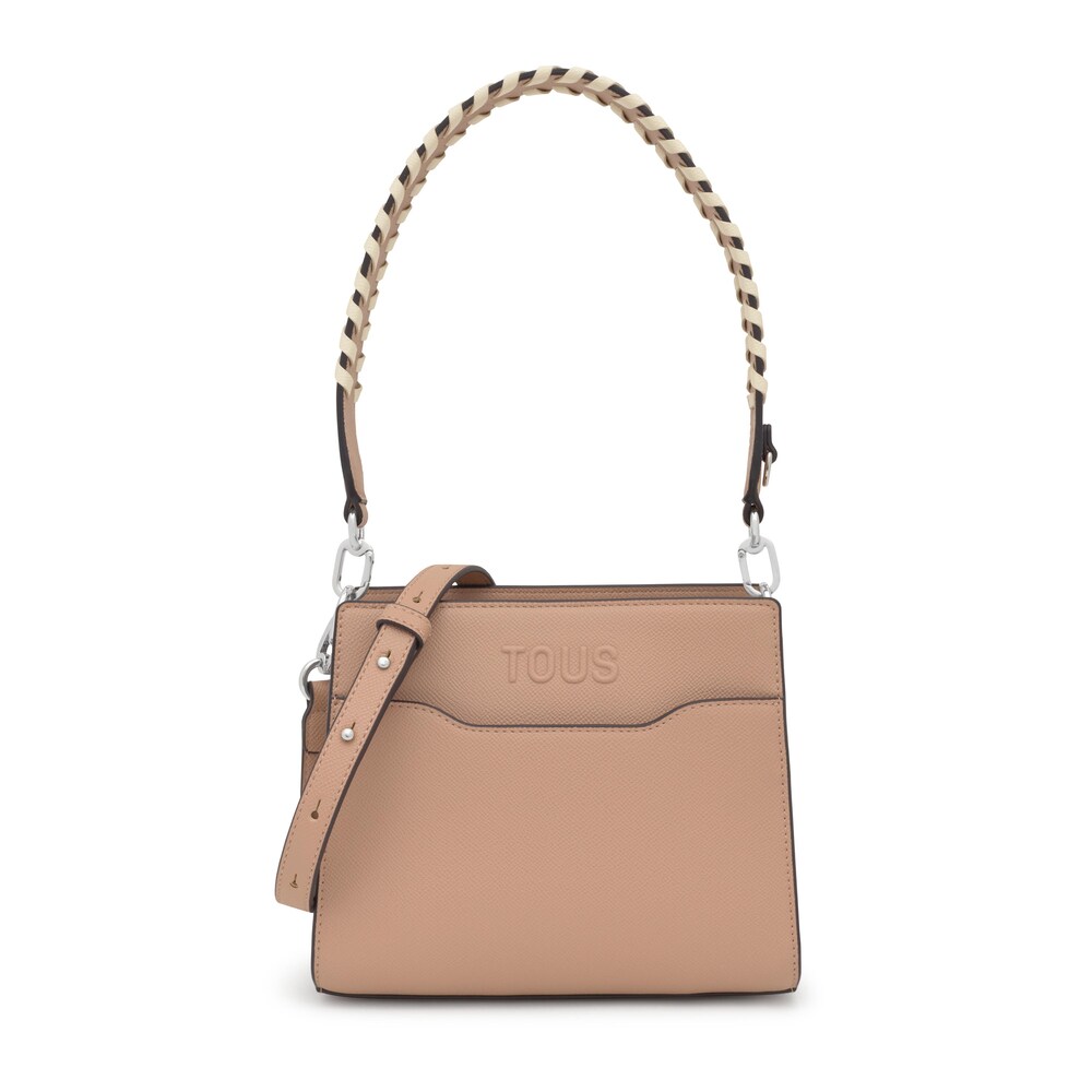 Small taupe-colored Audree Shopping bag Saffiano