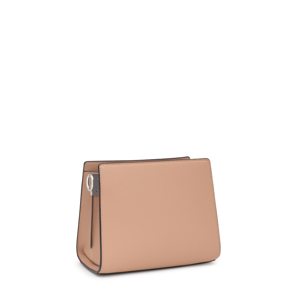 Small taupe-colored Audree Shopping bag Saffiano
