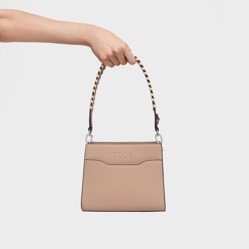 Small taupe-colored Audree Shopping bag Saffiano
