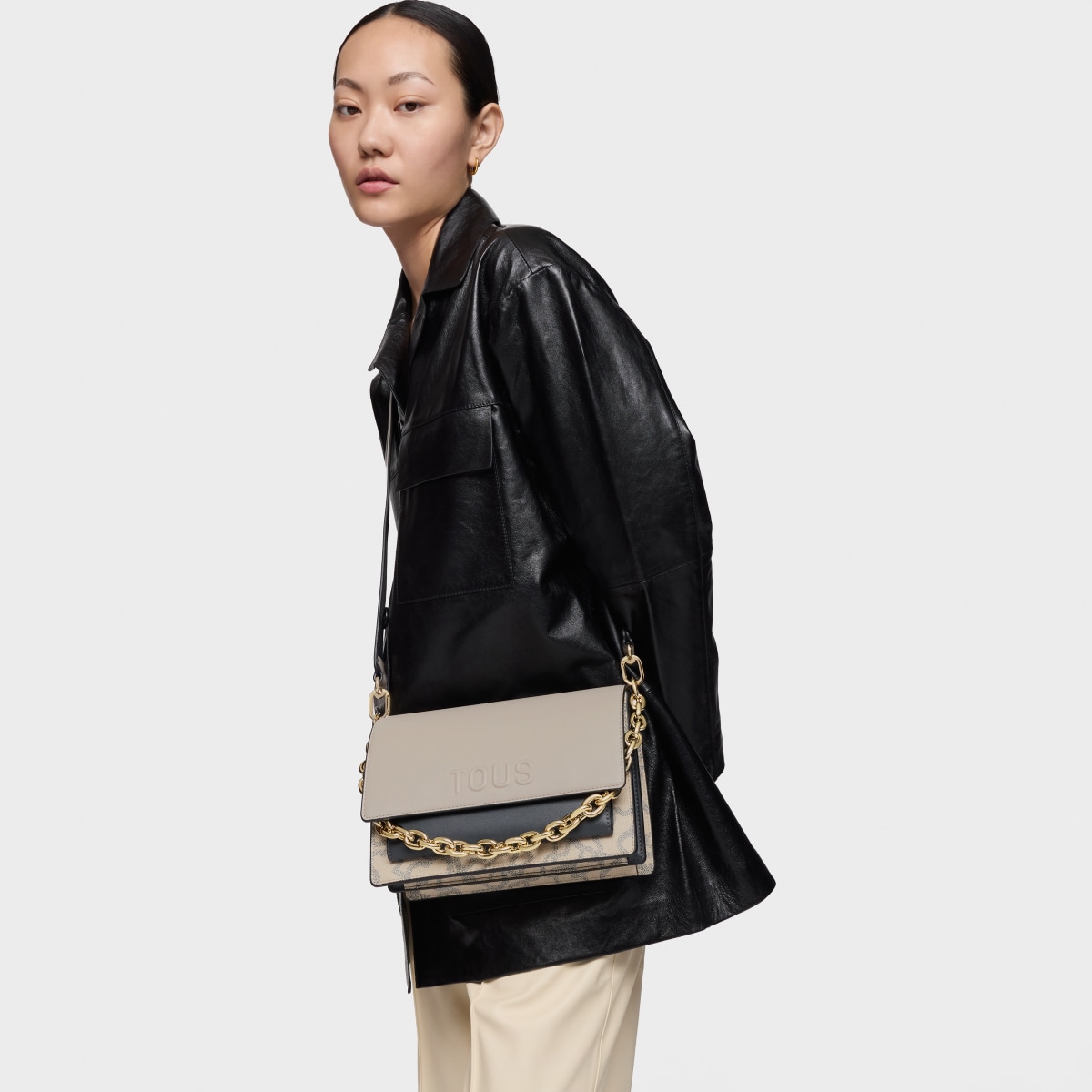 Medium taupe-colored Audree Crossbody bag Kaos Icon