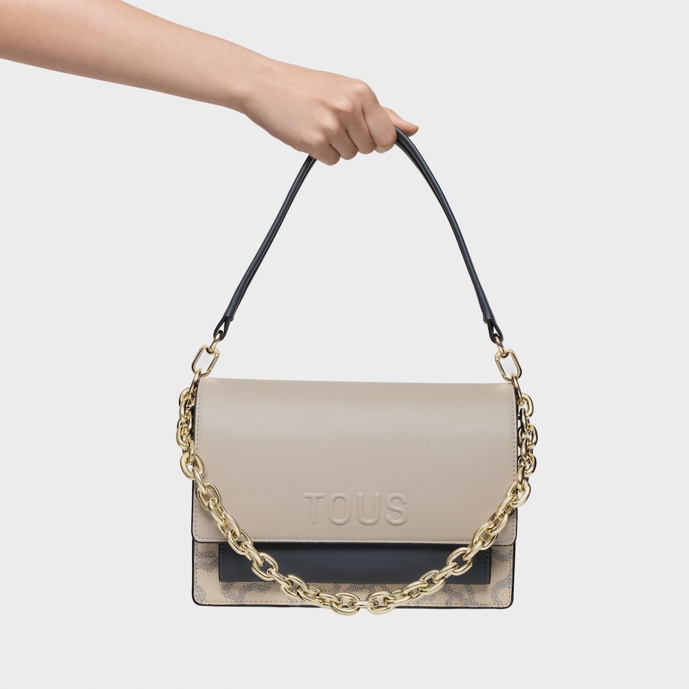 Borsa a tracolla color tortora media Audree Kaos Icon