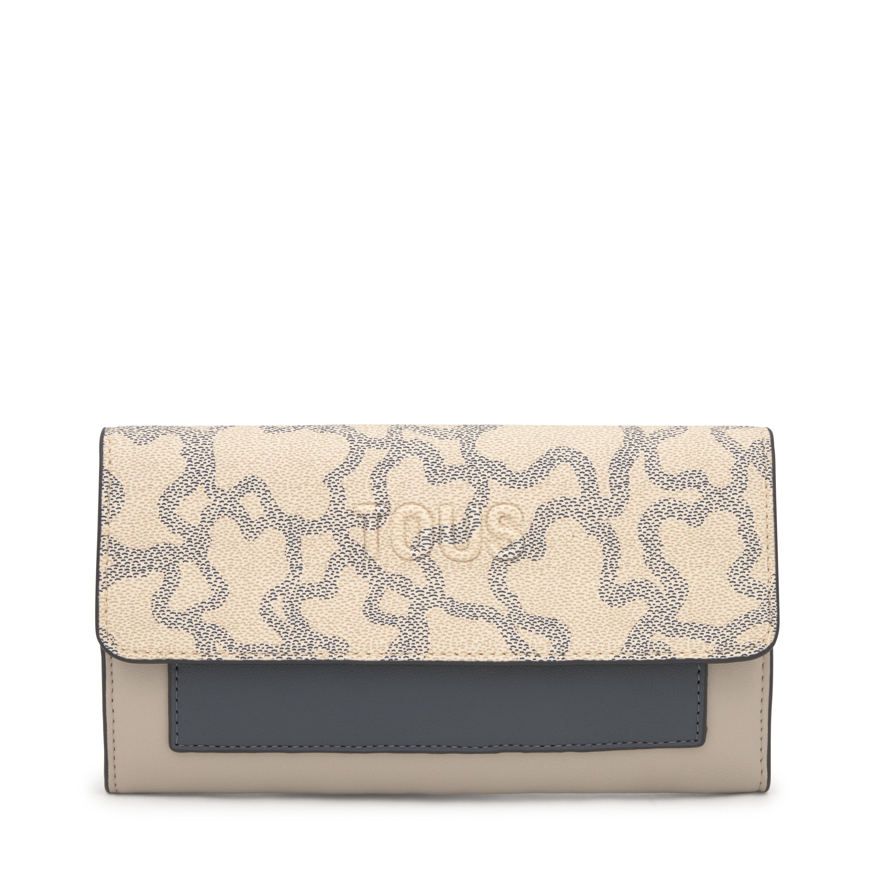 Large taupe-colored Flap Wallet Kaos Icon | TOUS