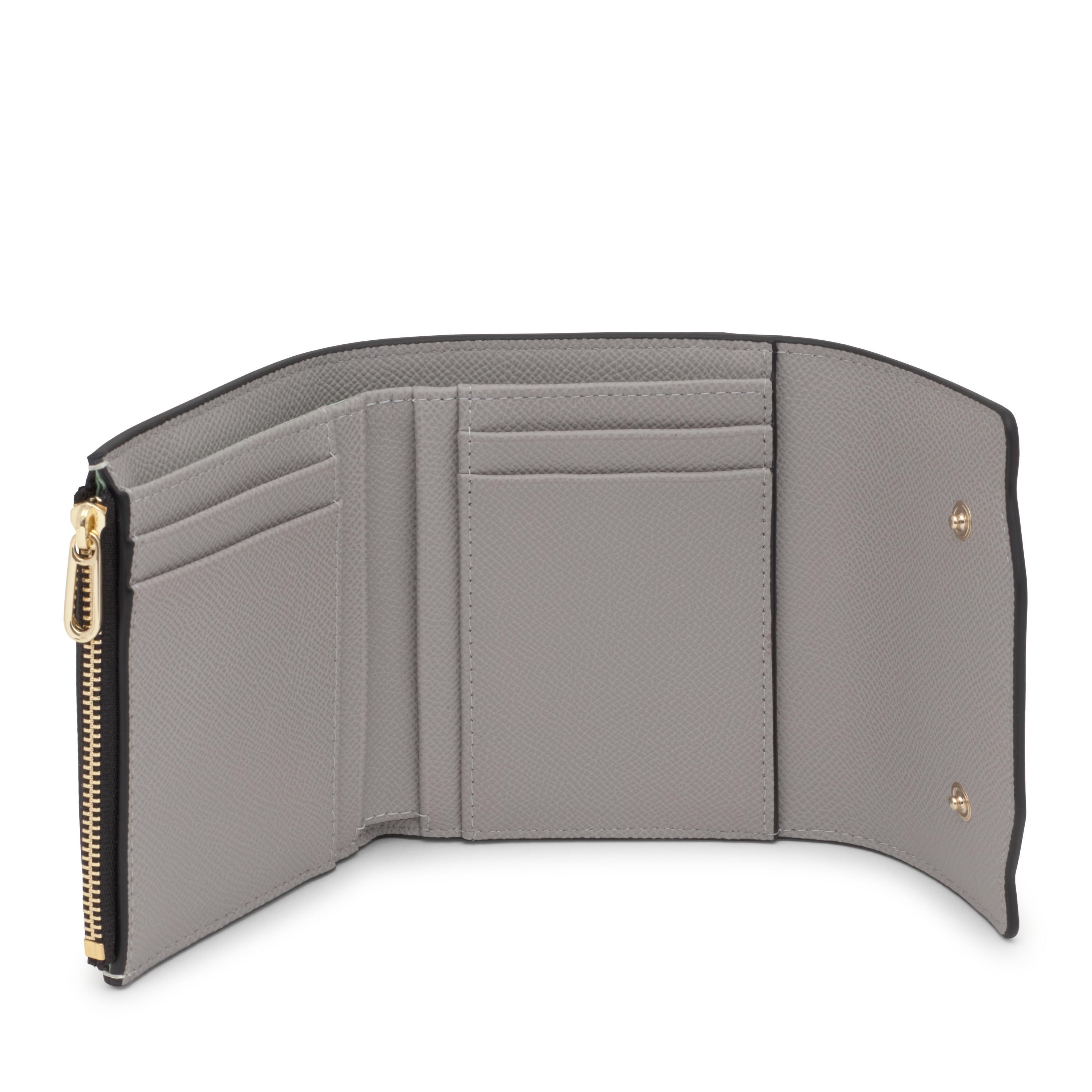 Beige and gray Audree Card wallet Saffiano