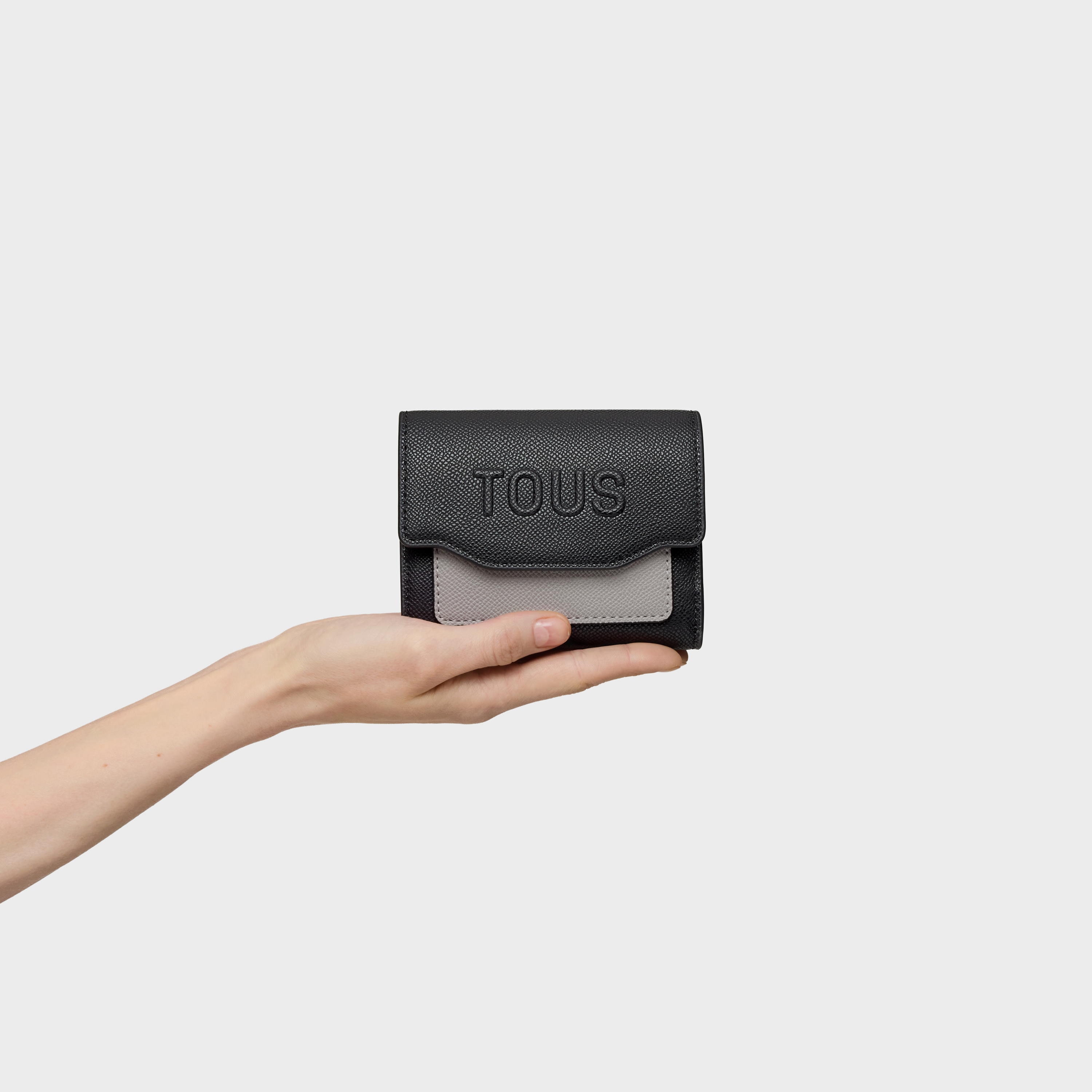 Black and gray Audree Card wallet Saffiano