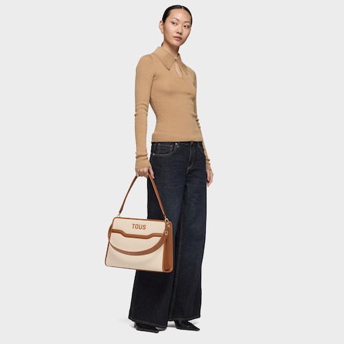 Shopper mediano camel Audree Canvas
