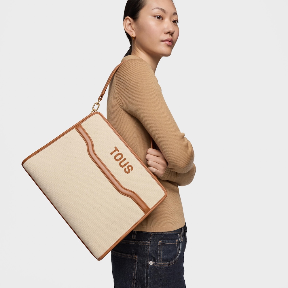 Shopper mediano camel Audree Canvas image number 6