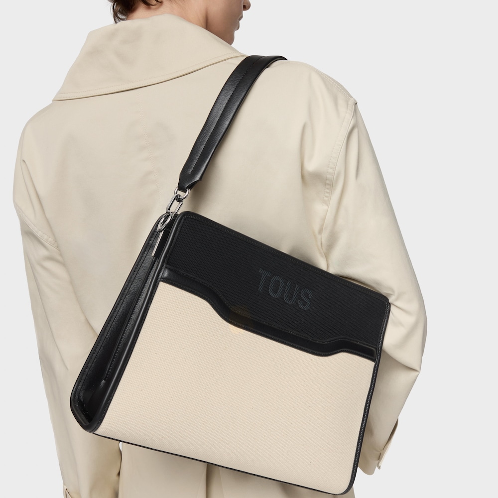 Shopper m&eacute;dia preta Audree Canvas