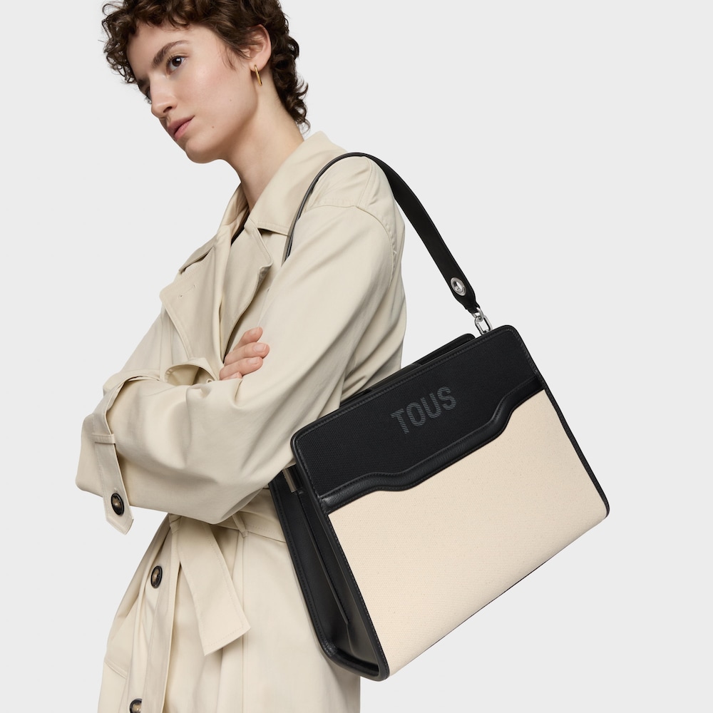 Shopper m&eacute;dia preta Audree Canvas