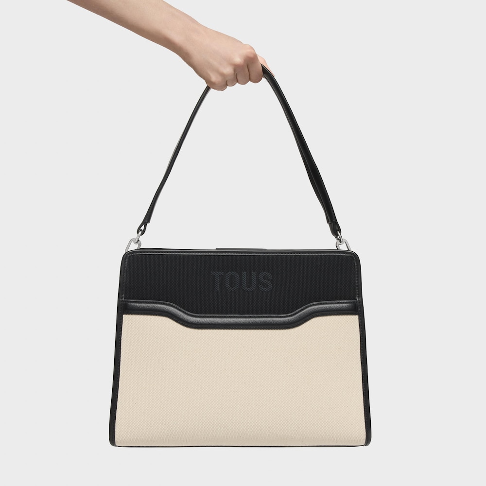 Shopper m&eacute;dia preta Audree Canvas