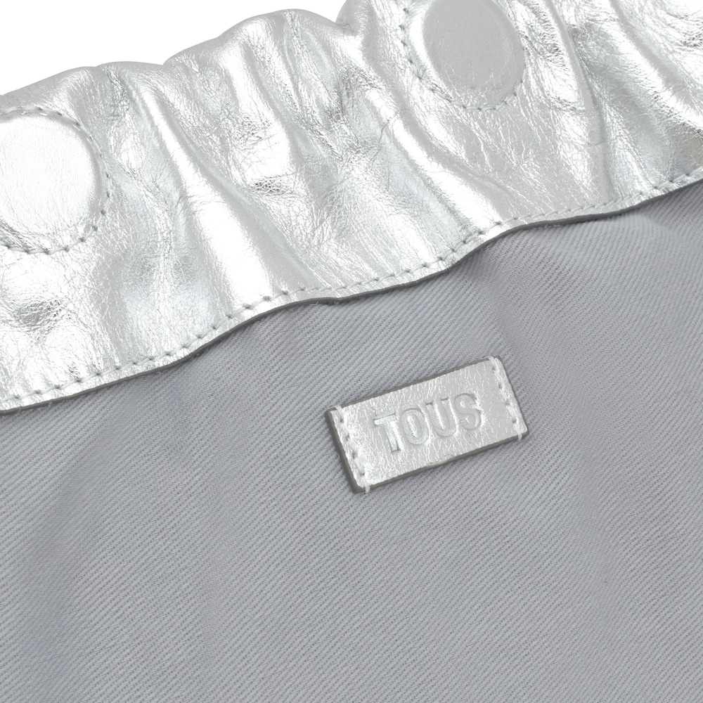 Clutch bandolera de piel plata TOUS Cloud