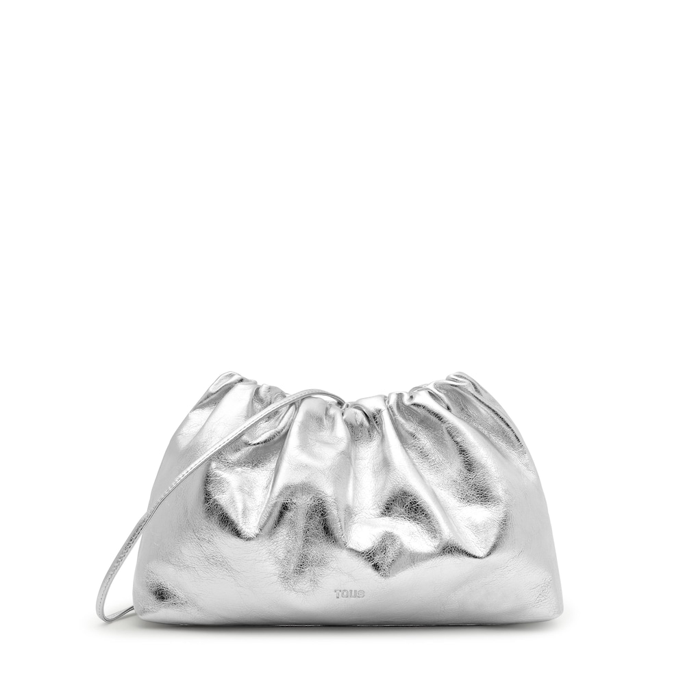 Clutch bandolera de piel plata TOUS Cloud