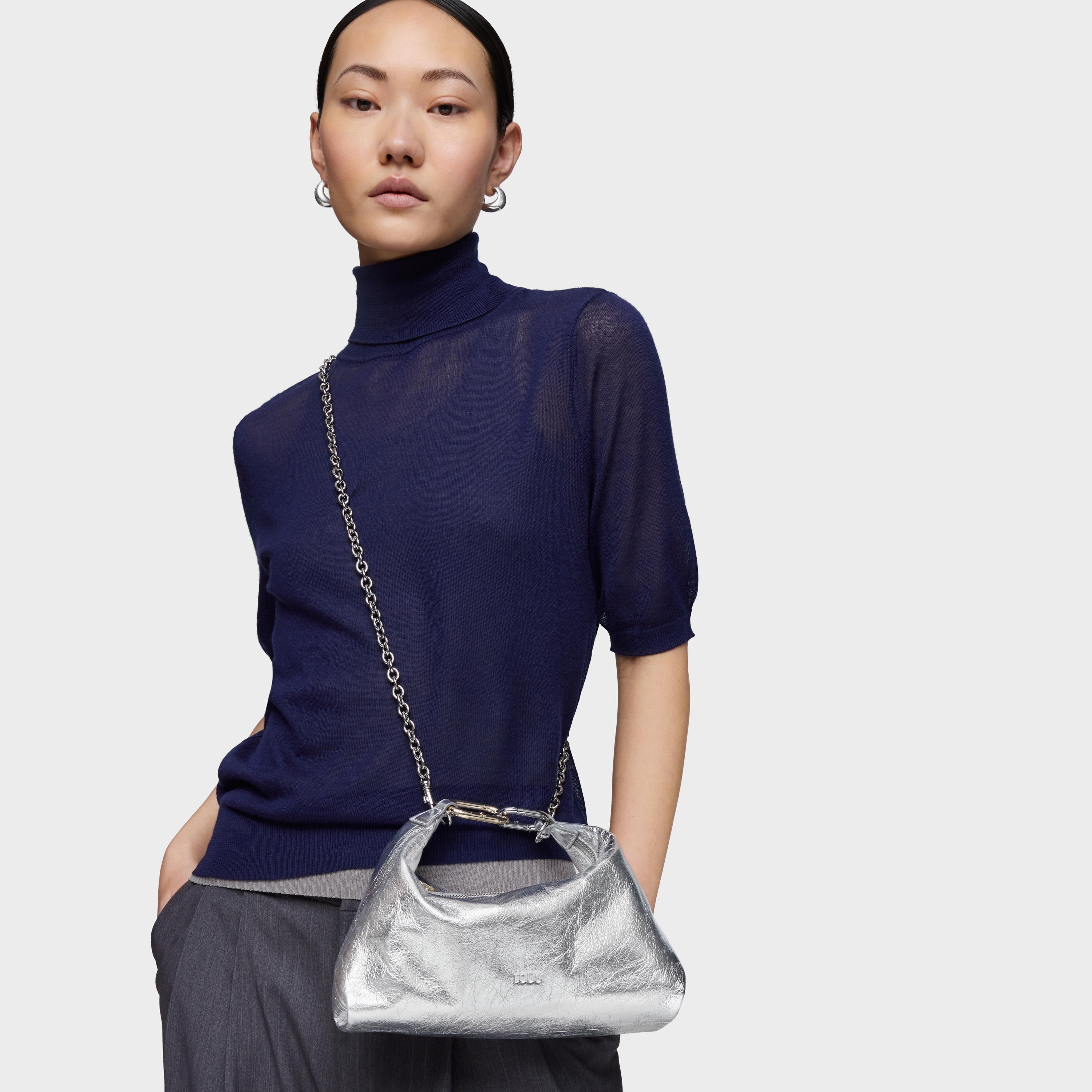 Silver-colored mini Crossbody bag TOUS Hold