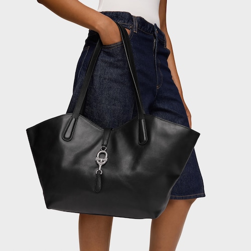 Średnia czarna sk&oacute;rzana Torba z rączkami TOUS MANIFESTO