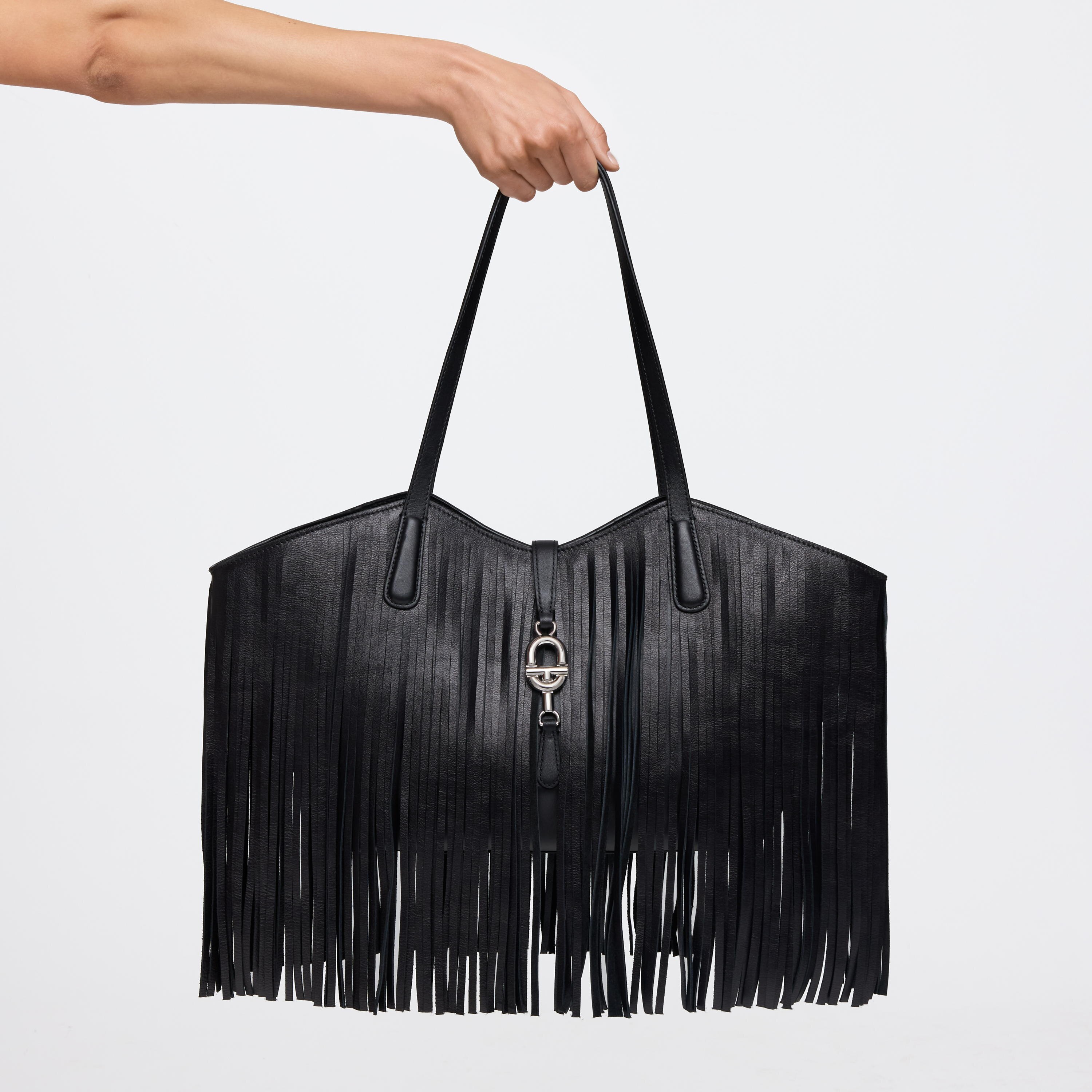 Medium black leather fringed Tote bag TOUS MANIFESTO