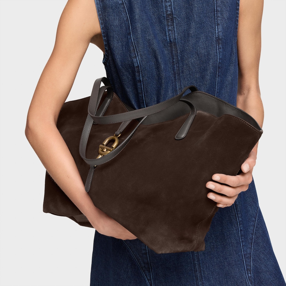 Gro&szlig;e Tragetasche TOUS MANIFESTO aus Leder in Dunkelbraun