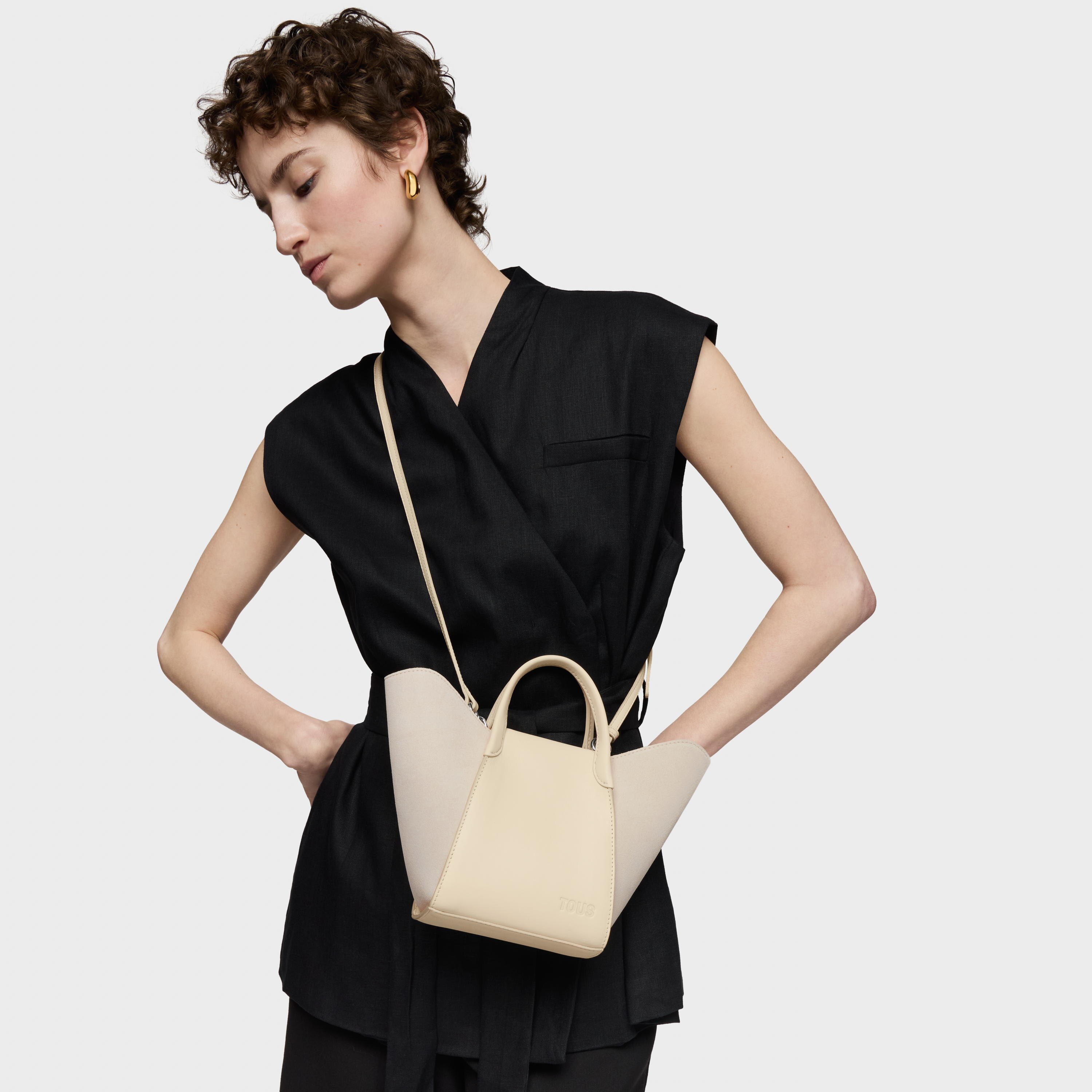 Small beige leather Tote bag TOUS Tulip