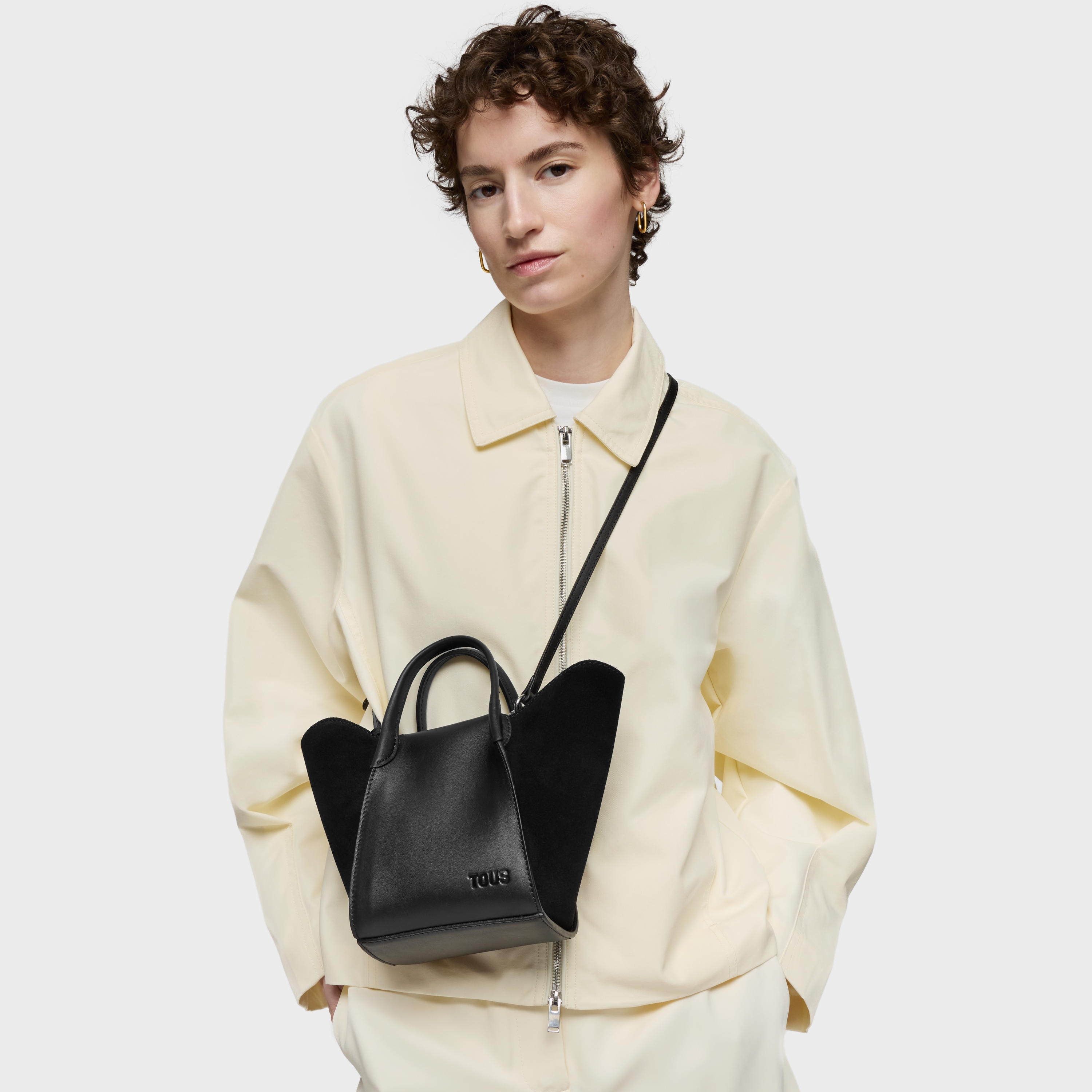 Small black leather Tote bag TOUS Tulip