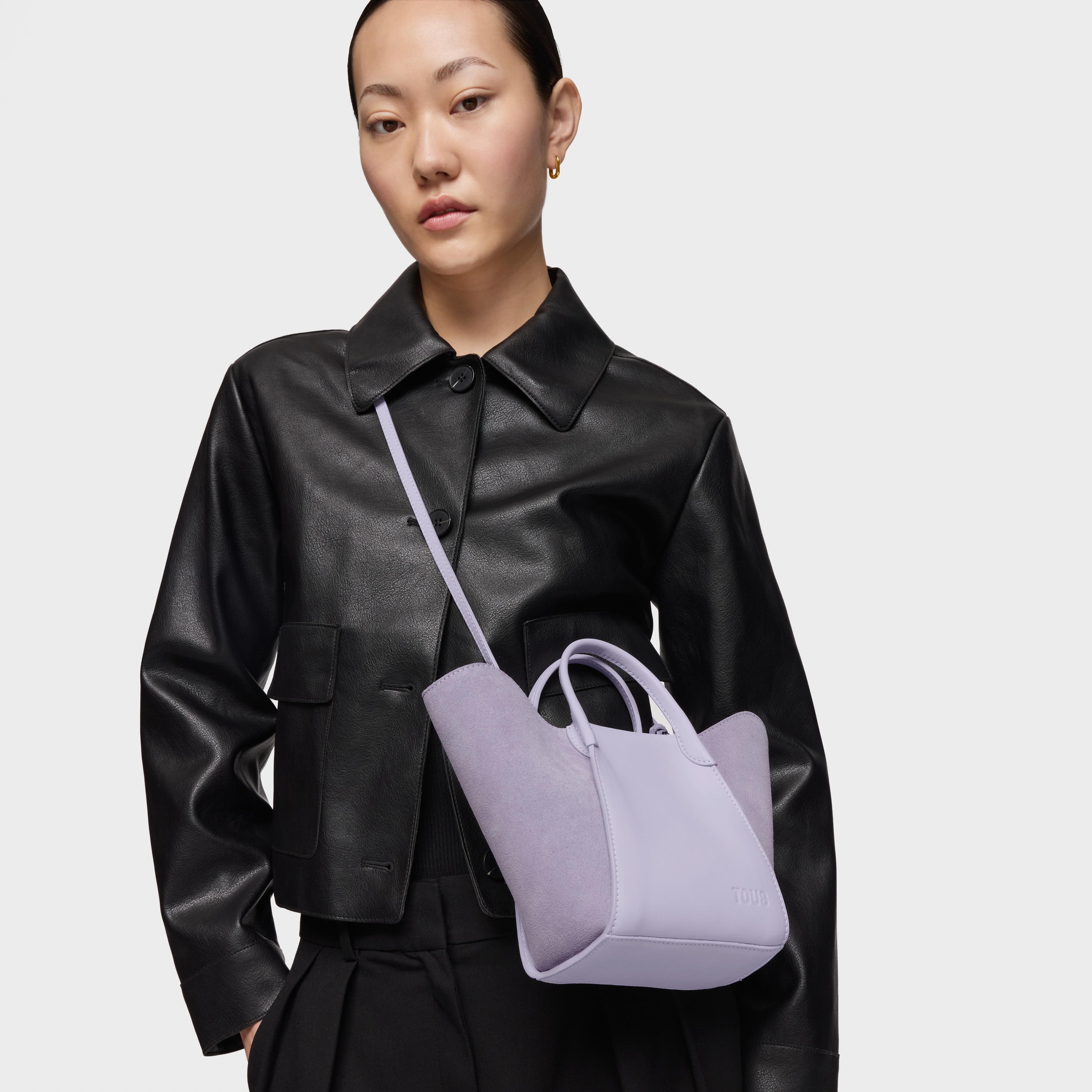 Small mauve leather Tote bag TOUS Tulip