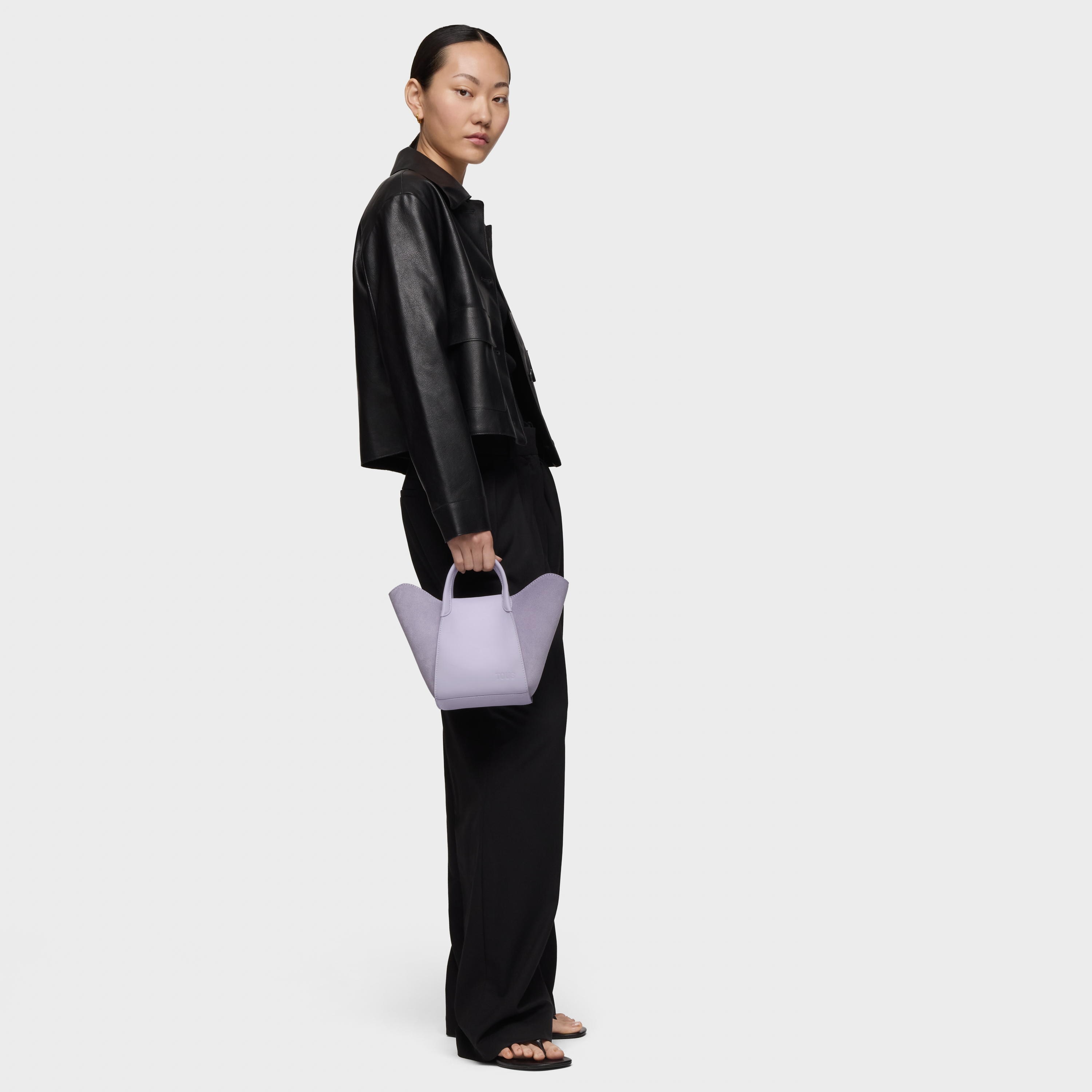 Small mauve leather Tote bag TOUS Tulip