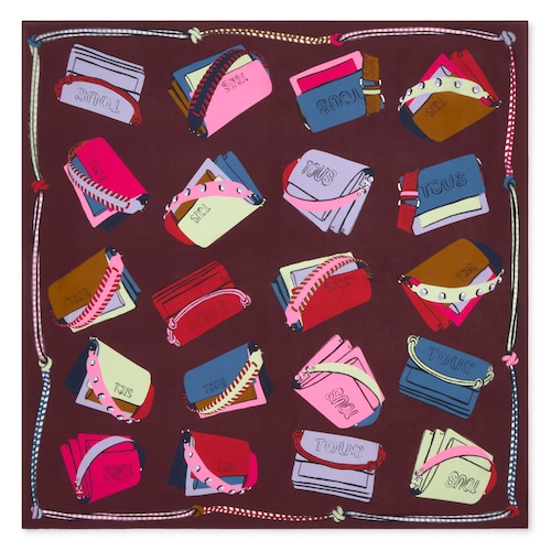 Burgundy-colored square Scarf TOUS Audree
