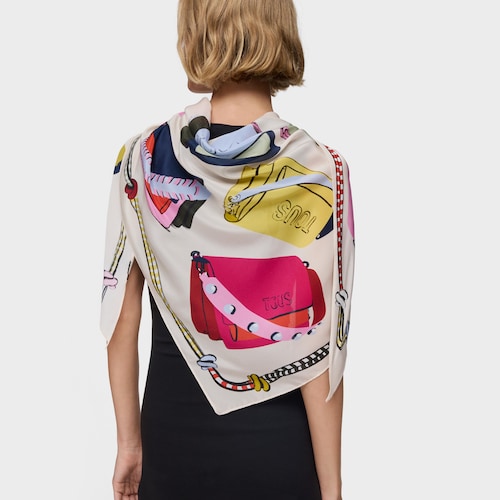 Pañuelo triangular beige TOUS Audree