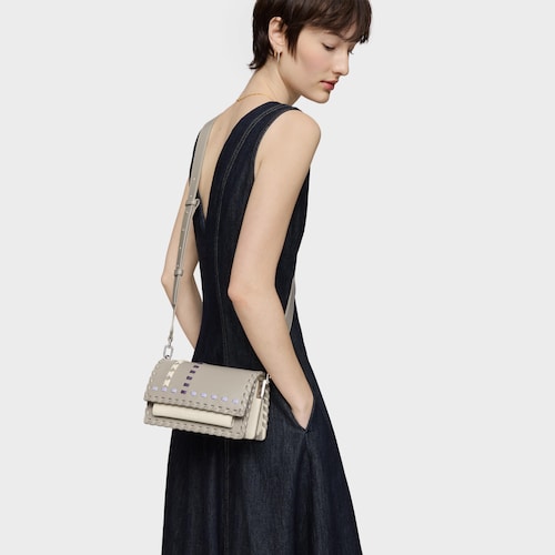 Bandolera pequeña beige Audree Pasadas