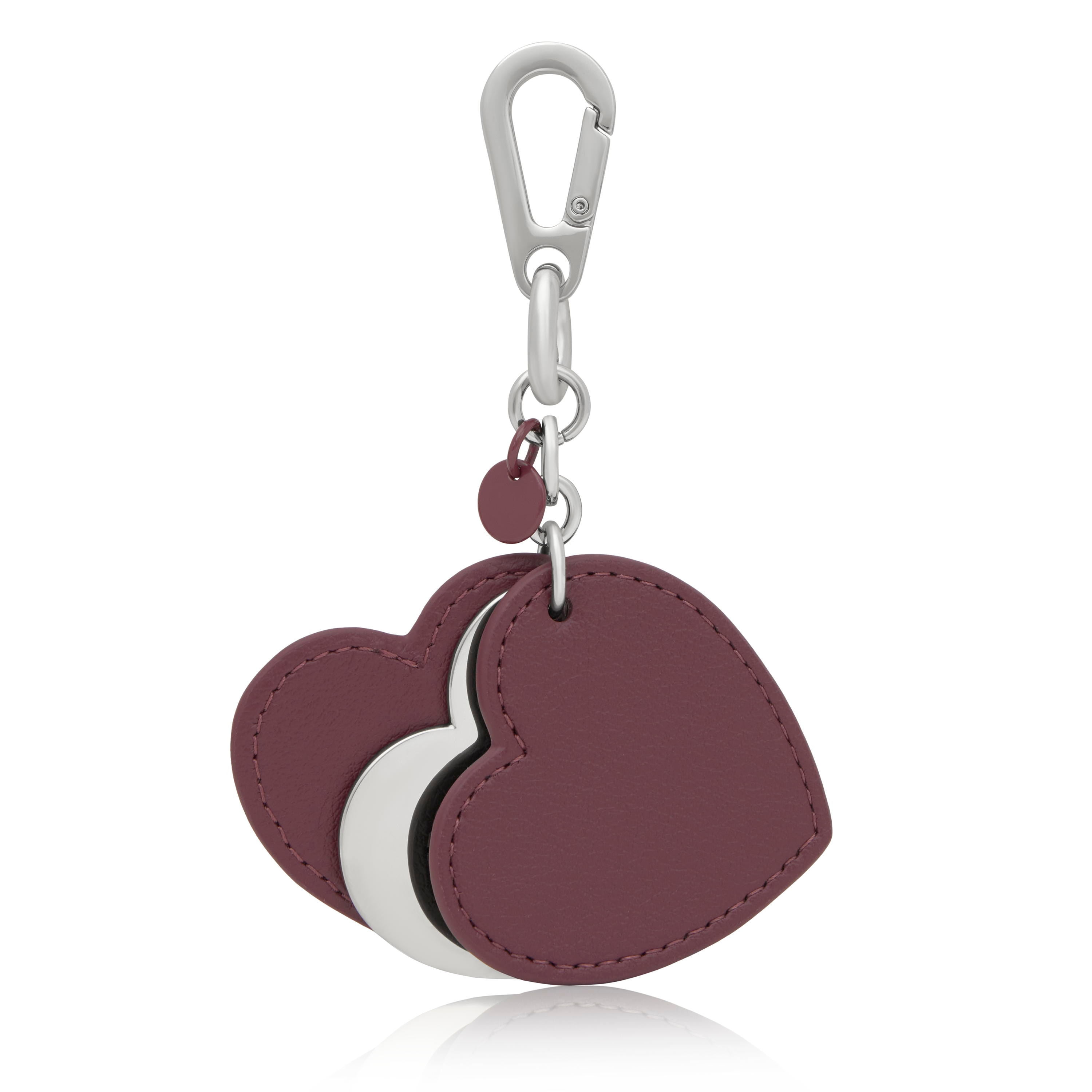Burgundy Key ring Triple Heart