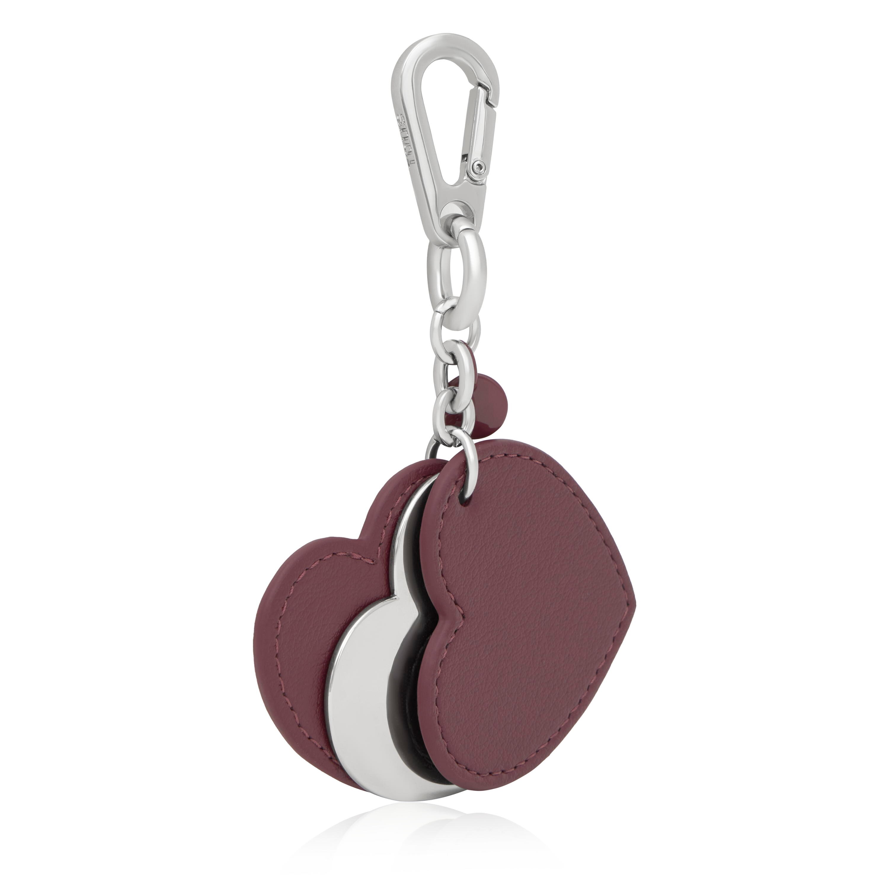 Burgundy Key ring Triple Heart