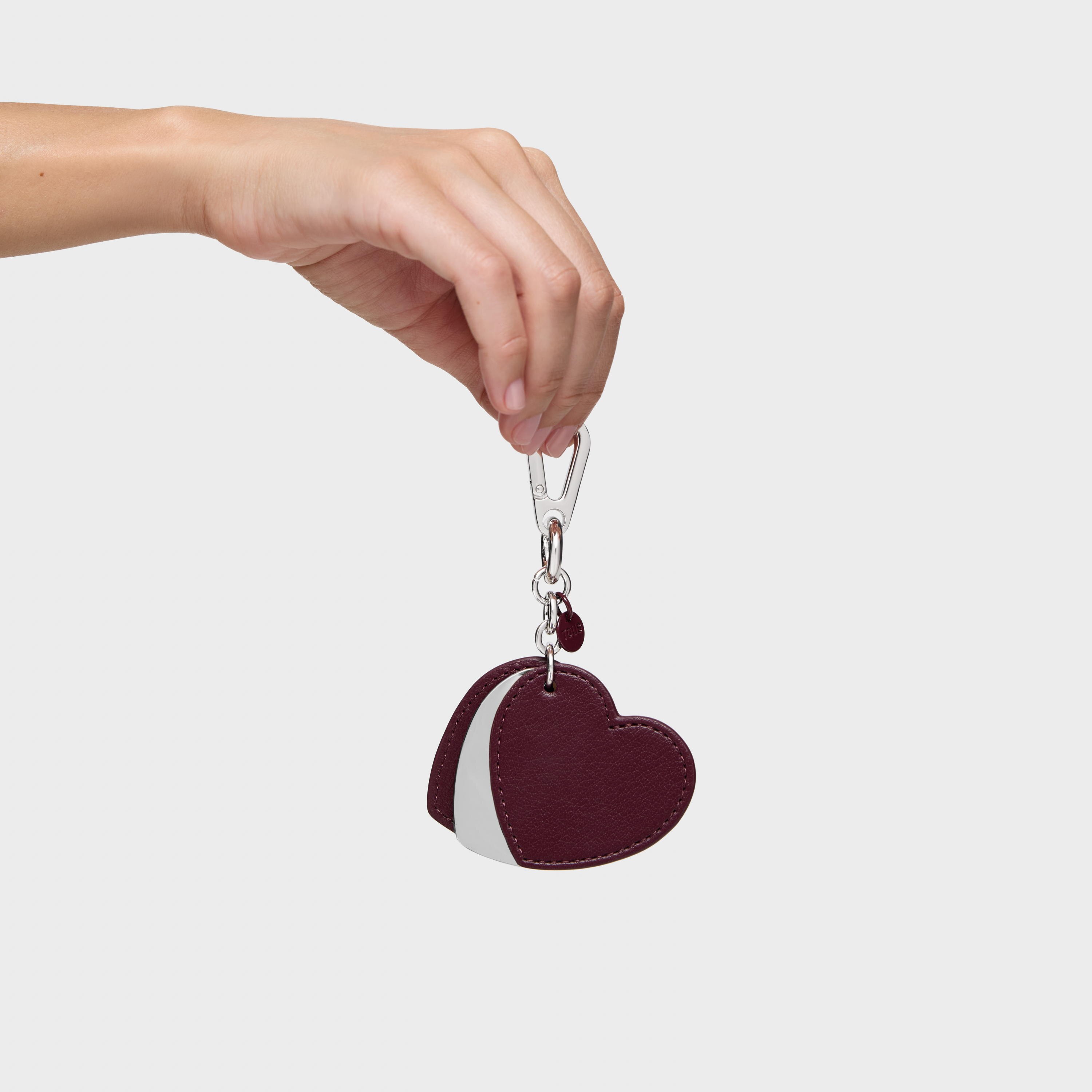 Burgundy Key ring Triple Heart