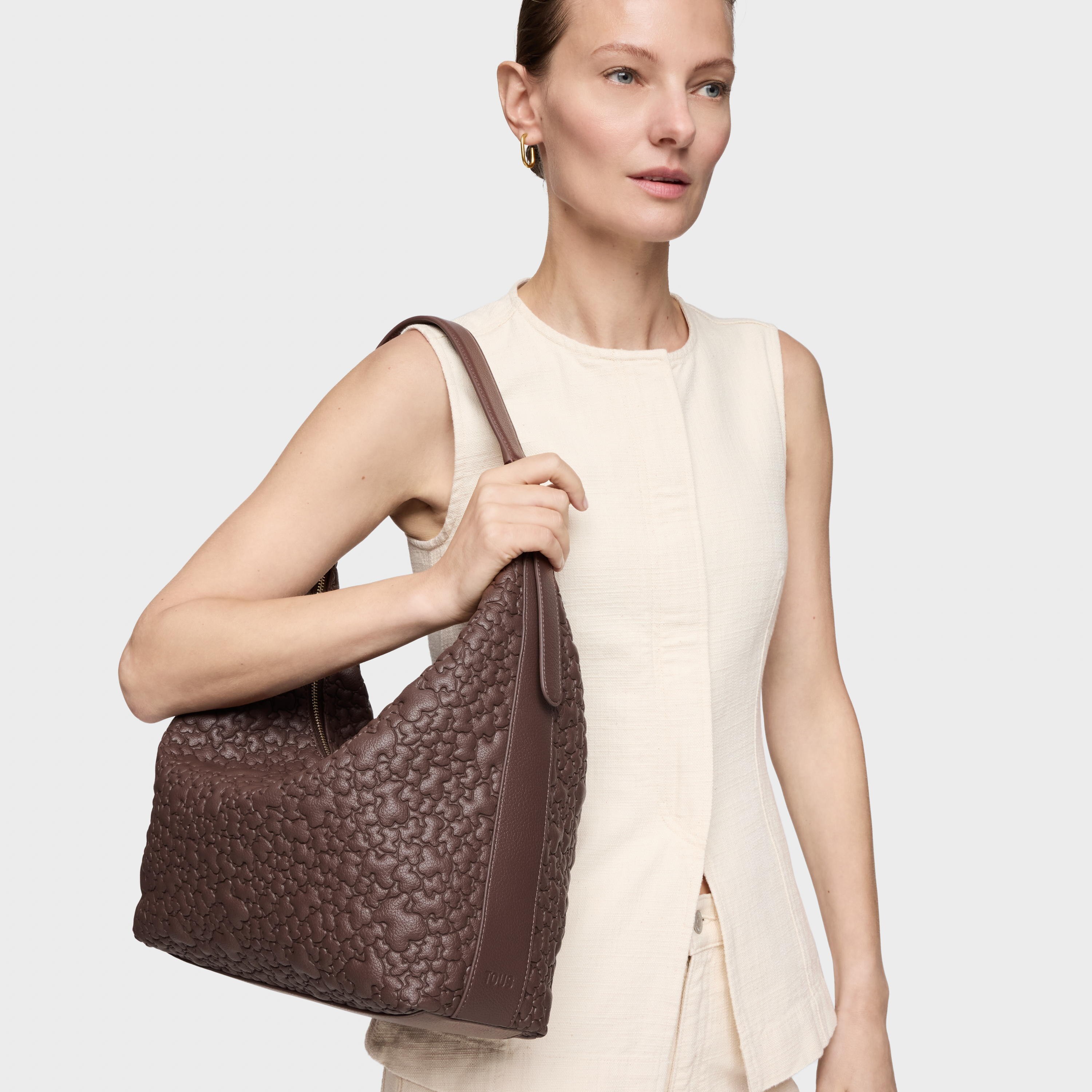 Large brown Shoulder bag TOUS Puffy Bear