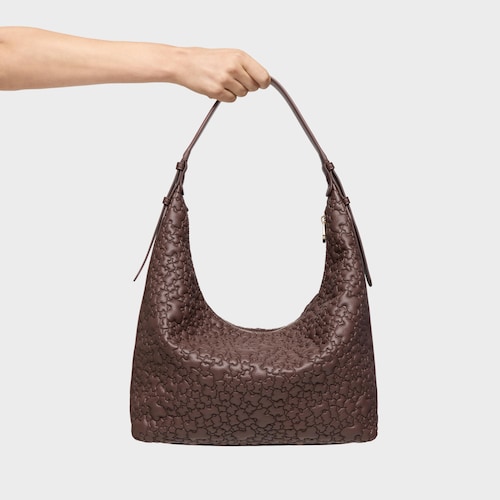 Bolso de hombro grande marrón Tous Puffy Bear