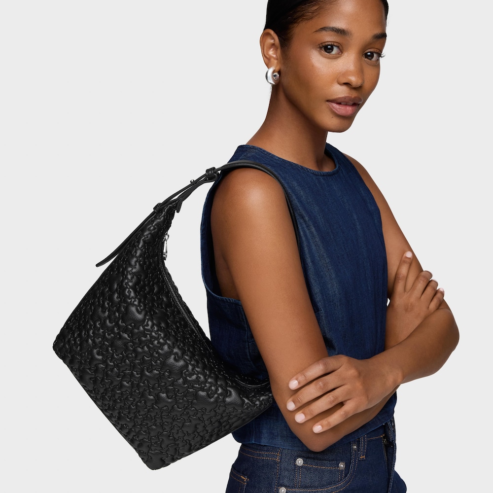 Bolsa de hombro mediano negro TOUS Puffy bear