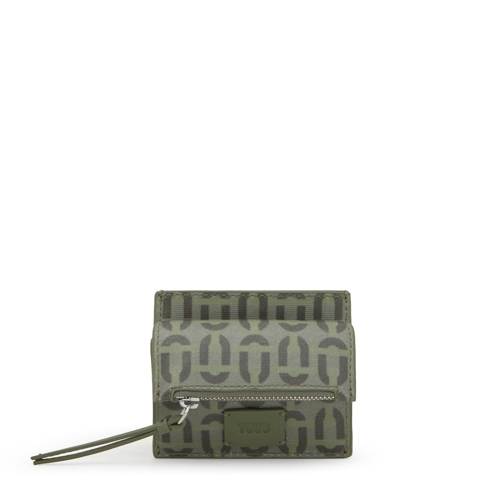 Porte-monnaie et porte-cartes kaki TOUS Double Way Manifesto