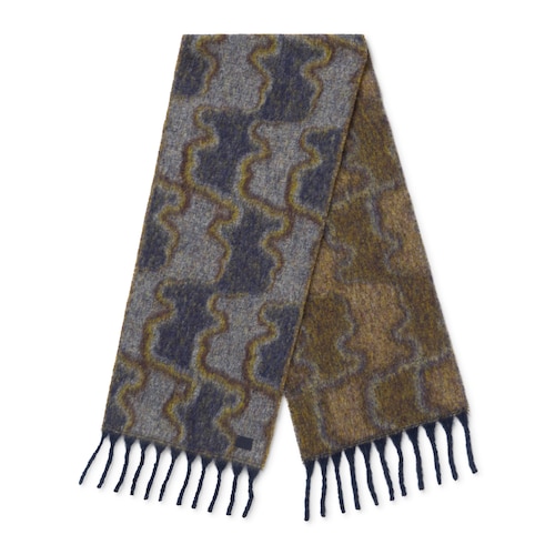 Large navy blue and taupe Muffler TOUS Bear Waves