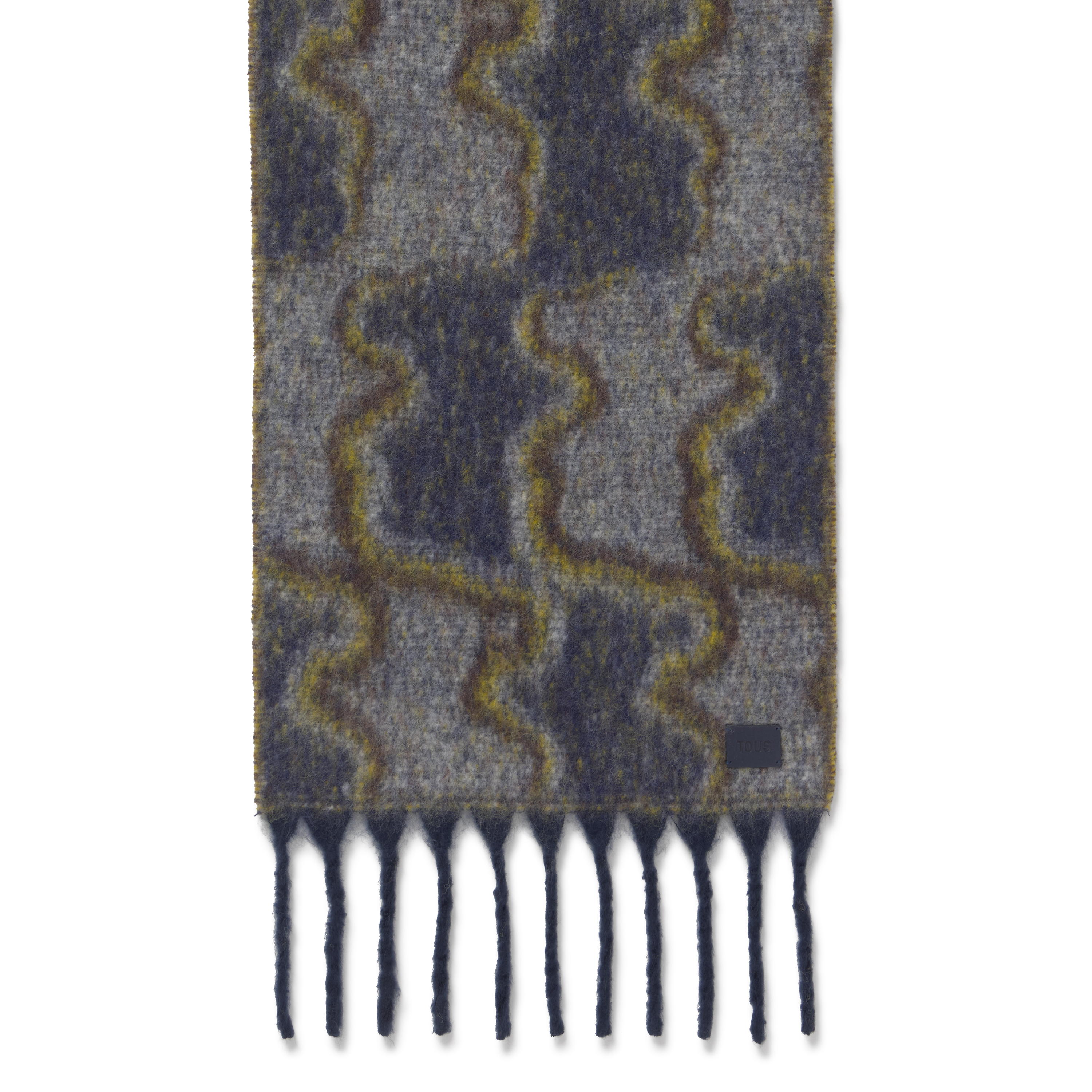 Large navy blue and taupe Muffler TOUS Bear Waves