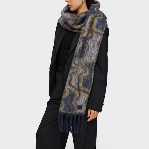 Bufanda grande azul marino y topo TOUS Bear Waves