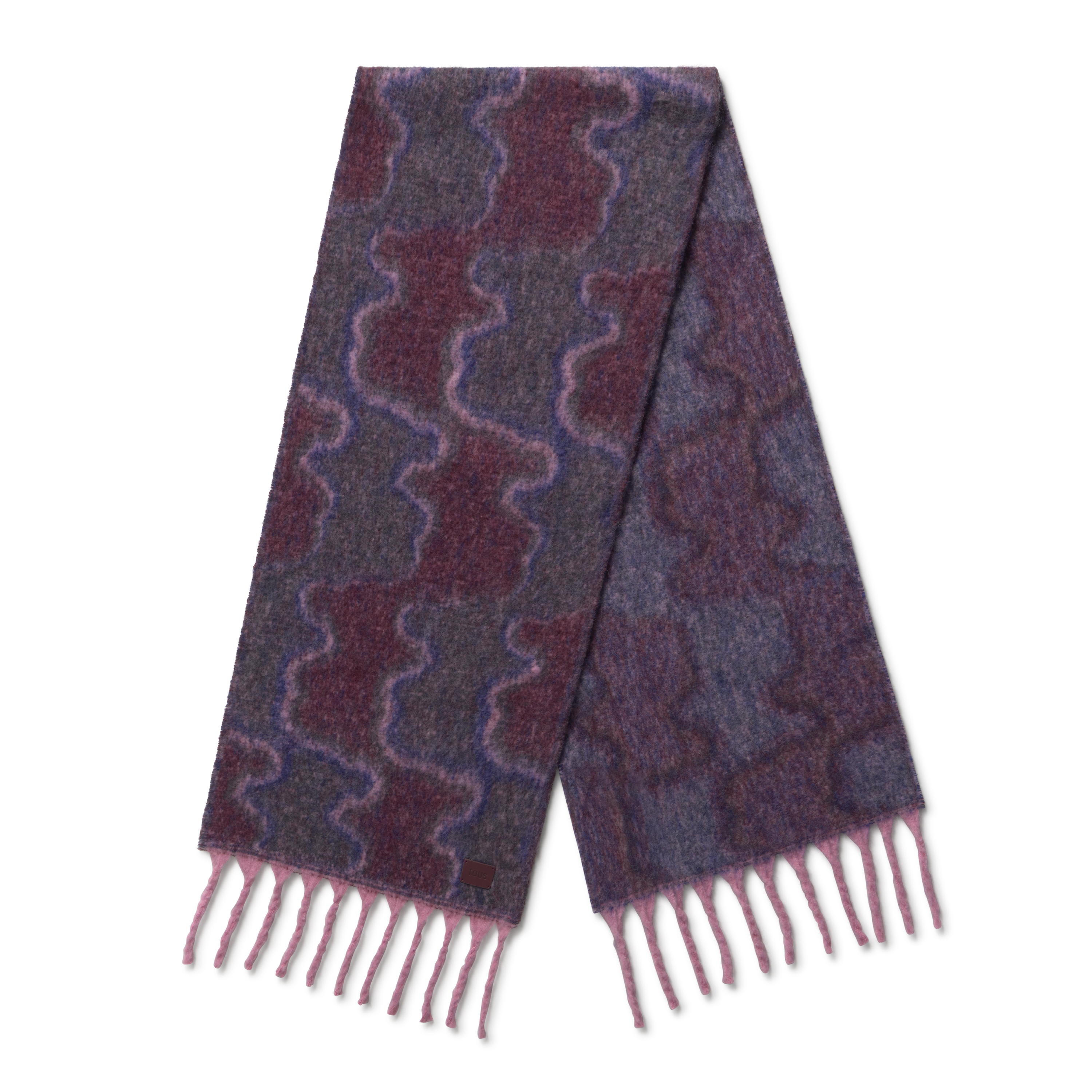 Large dark gray and burgundy Muffler TOUS Bear Waves