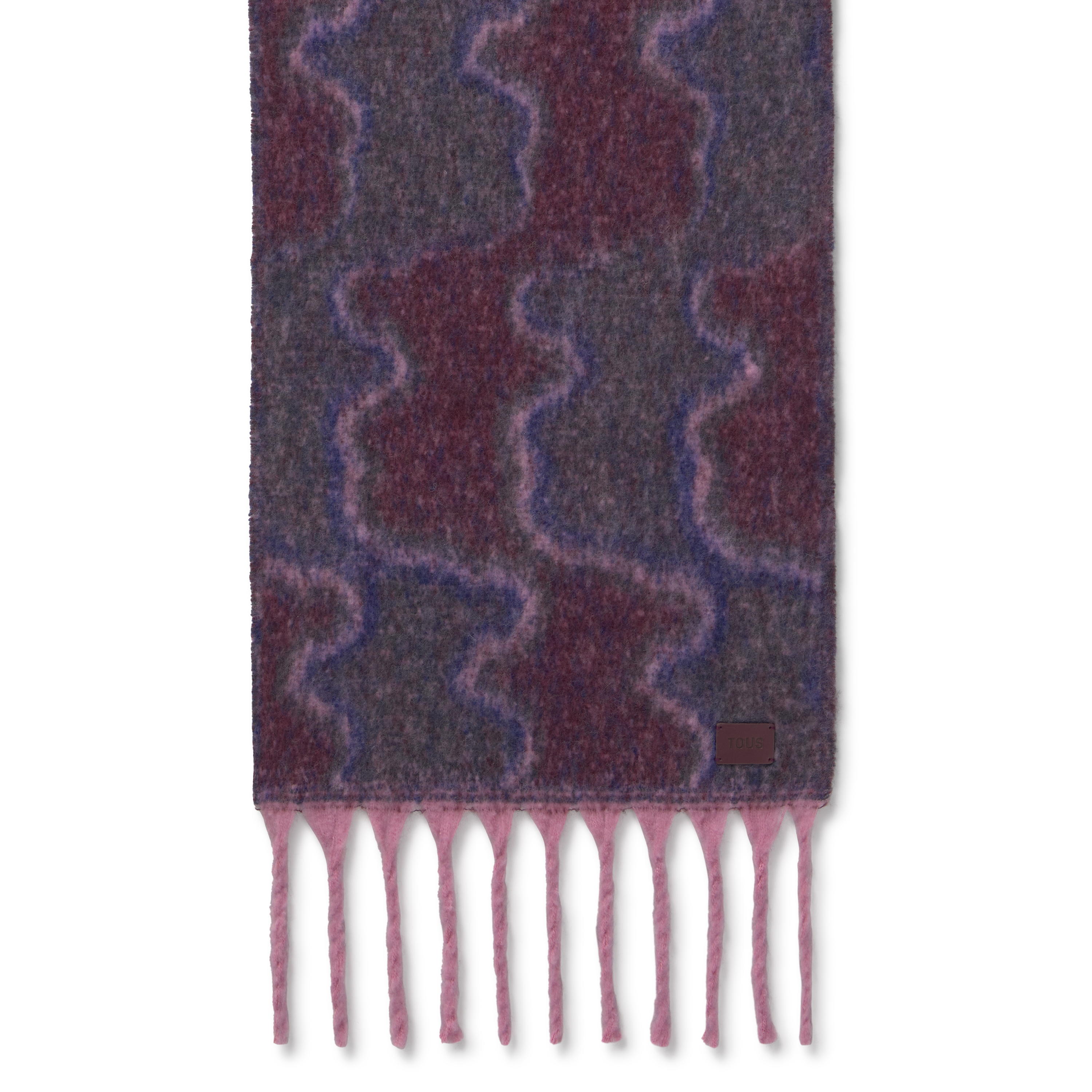 Large dark gray and burgundy Muffler TOUS Bear Waves