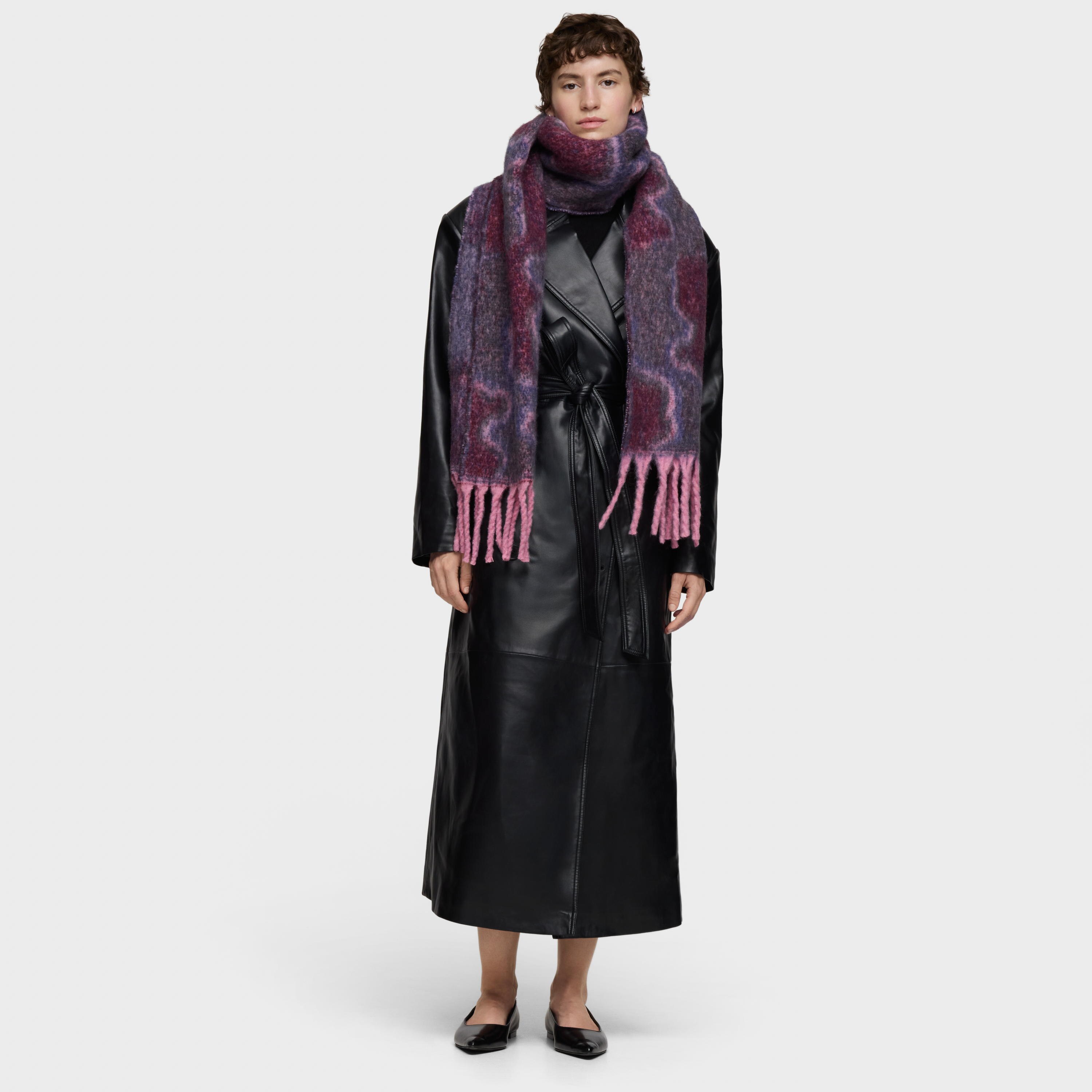 Large dark gray and burgundy Muffler TOUS Bear Waves