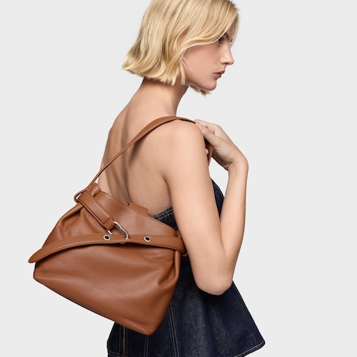 Medium camel-colored leather Shoulder bag TOUS Hold