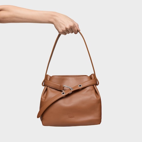 Medium camel-colored leather Shoulder bag TOUS Hold