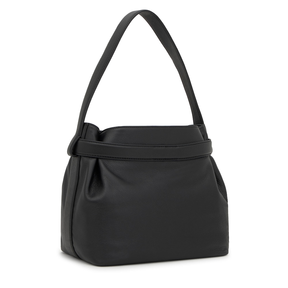 Sac &agrave; bandouli&egrave;re en cuir noir moyen TOUS Hold