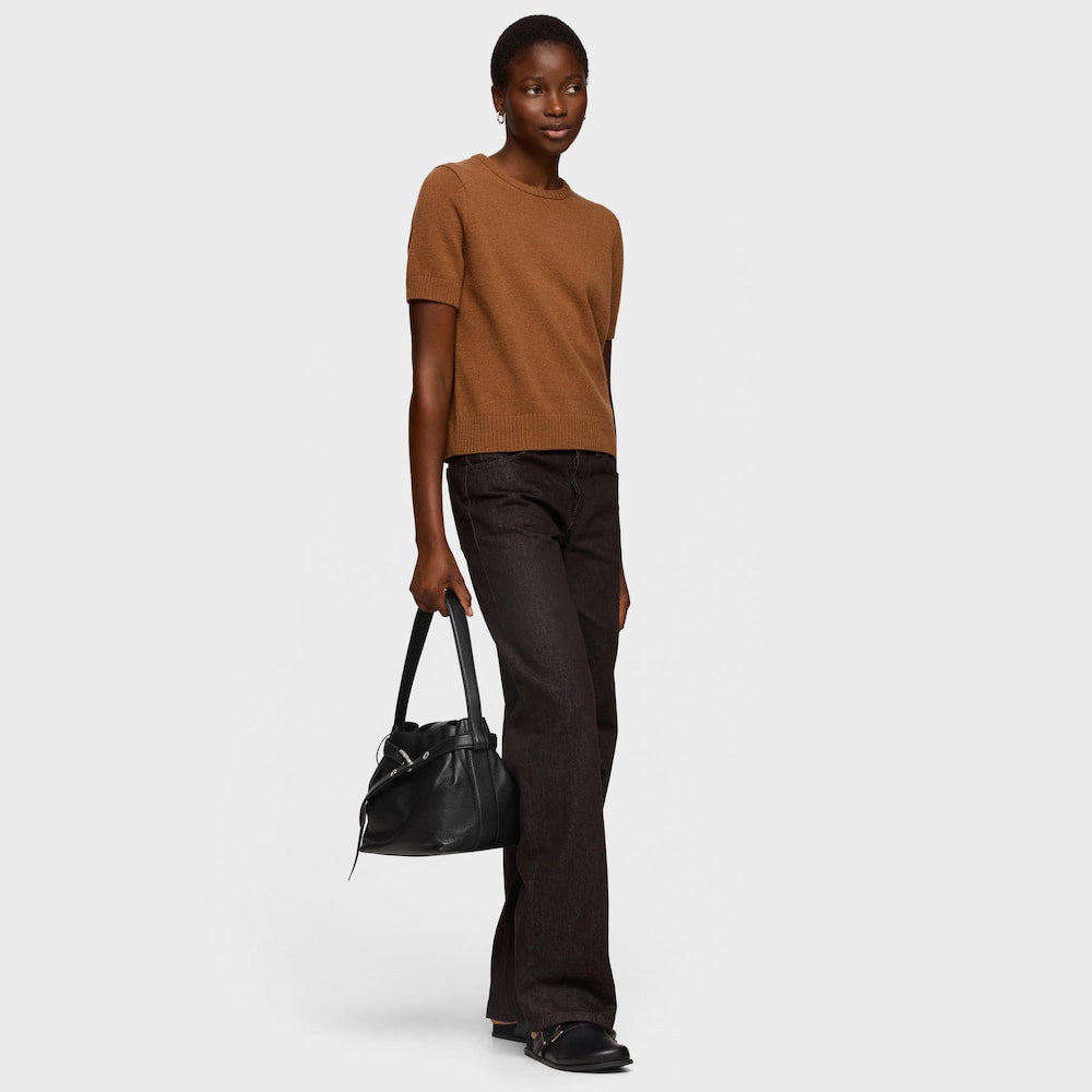 Sac &agrave; bandouli&egrave;re en cuir noir moyen TOUS Hold